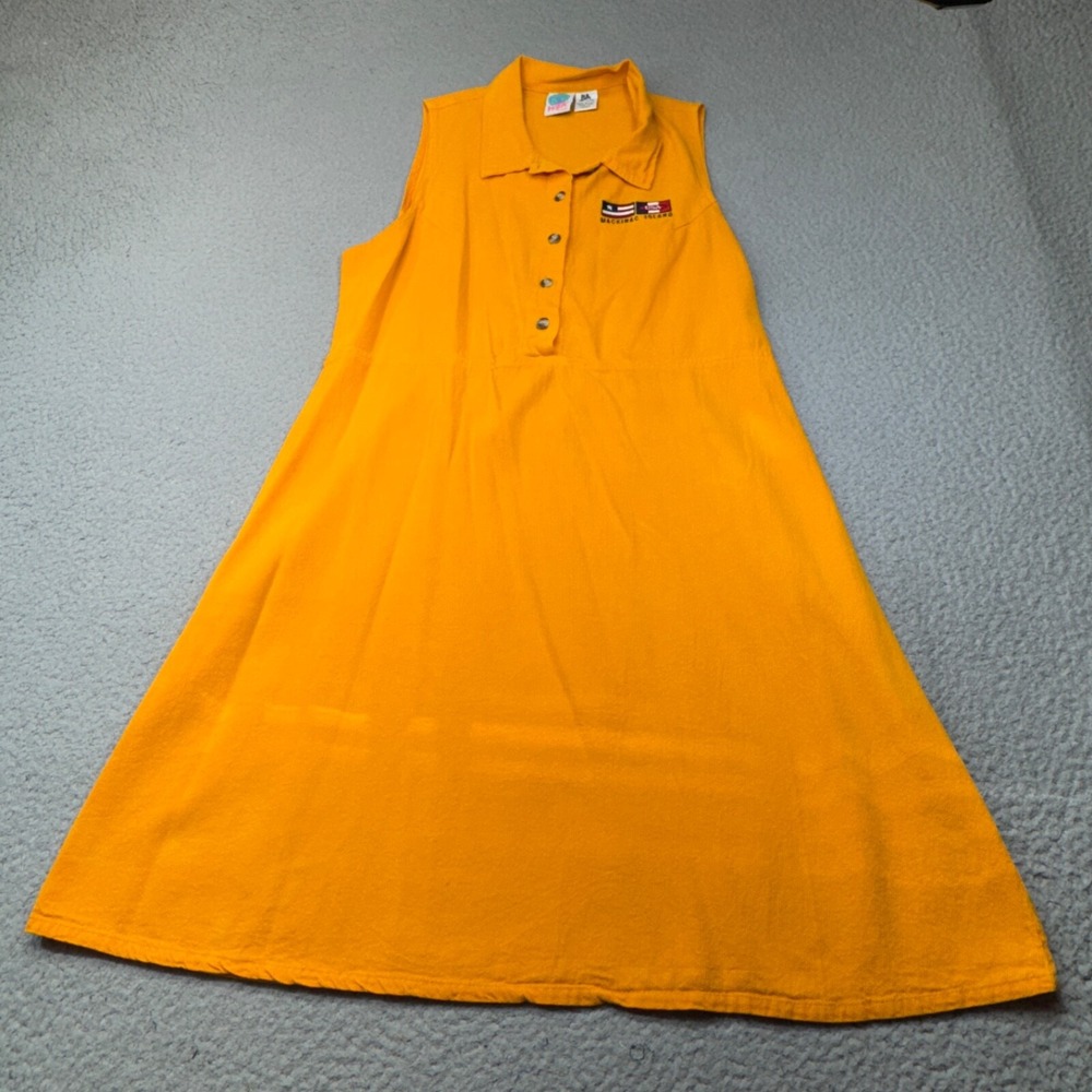 Vintage Wek Dress Womens Medium Yellow A Line Polo Collar Sleeveless Mackinac